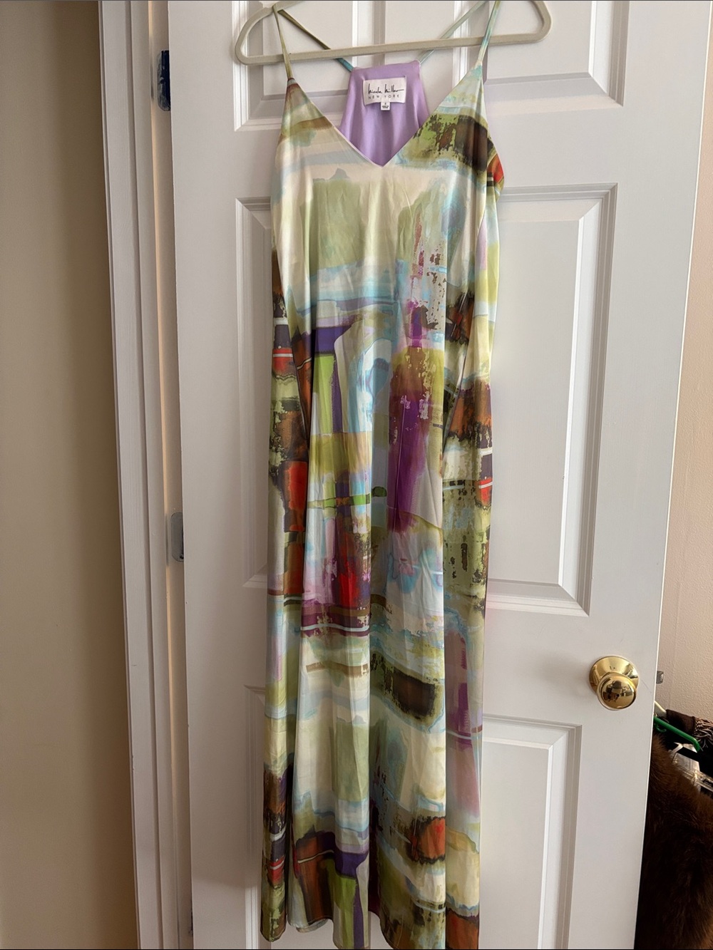 Nicole Miller Lavender watercolor Slip Maxi Dress